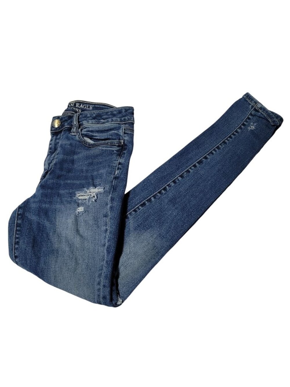 American Eagle Hi Rise Jegging Stretch Jeans Womens Size 4 Distressed Denim